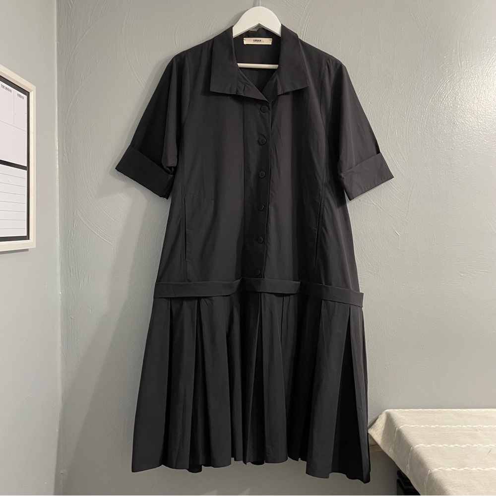 Alembika Urban black pleated shirt dress lagenlook oversized size S US(8) - Picture 2 of 15